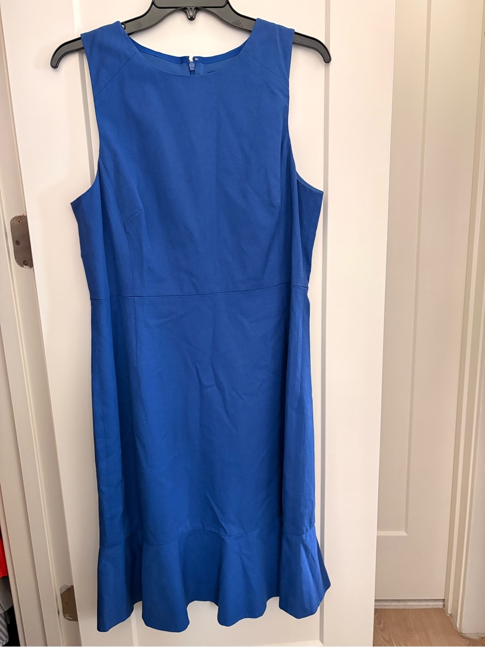 J. Crew Royal Blue Sleeveless Midi Dress with Ruffle Hem